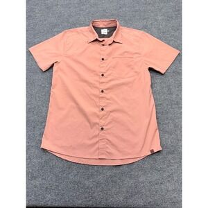 Flylow Mens Short Sleeve Button Down Shirt Salmon Pink Size L Hiking Outdoor